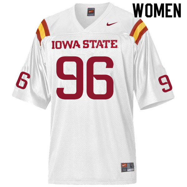 Women #96 J.R. Singleton Iowa State Cyclones College Football Jerseys Sale-White - Click Image to Close